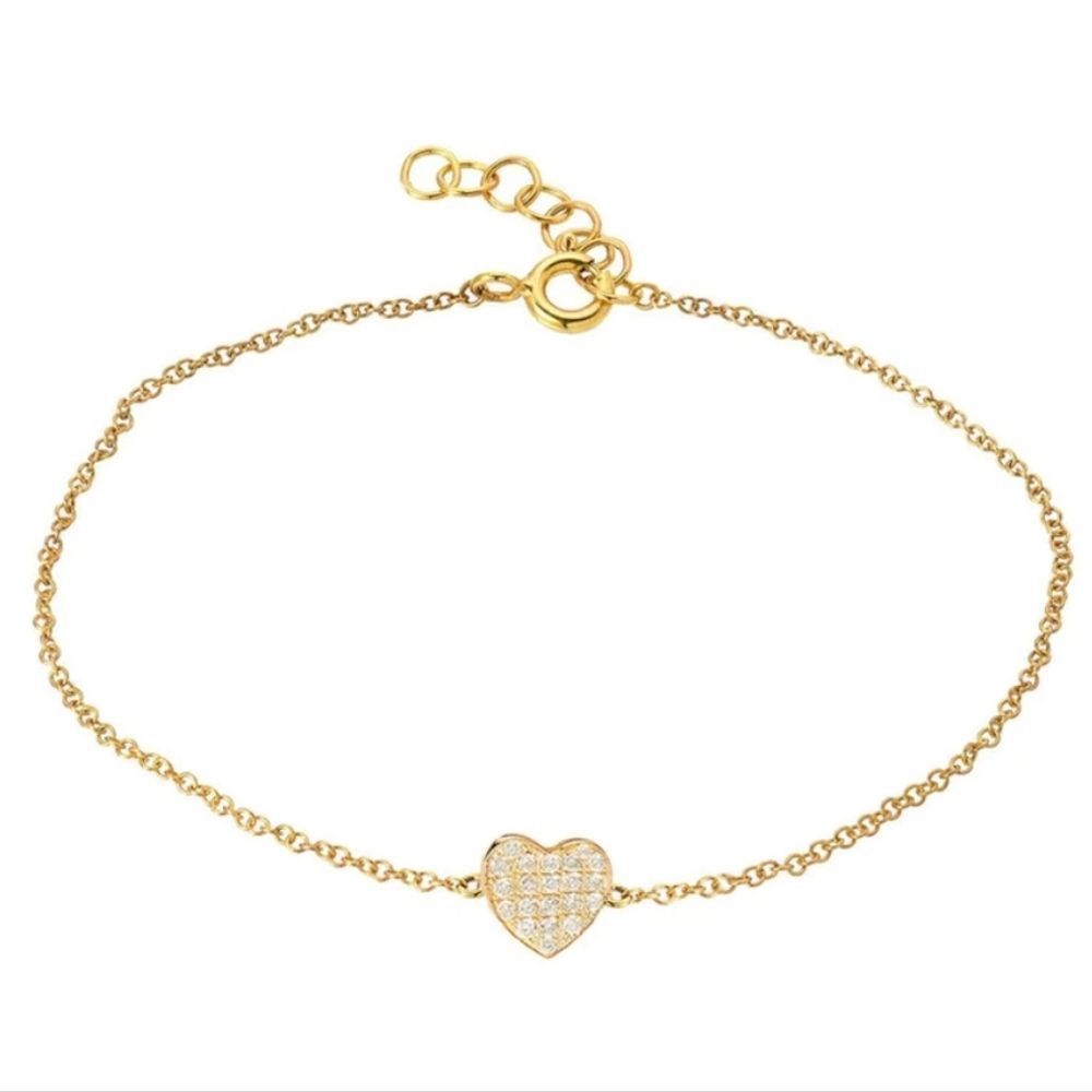 NWOT 14k gold bracelet with diamond heart